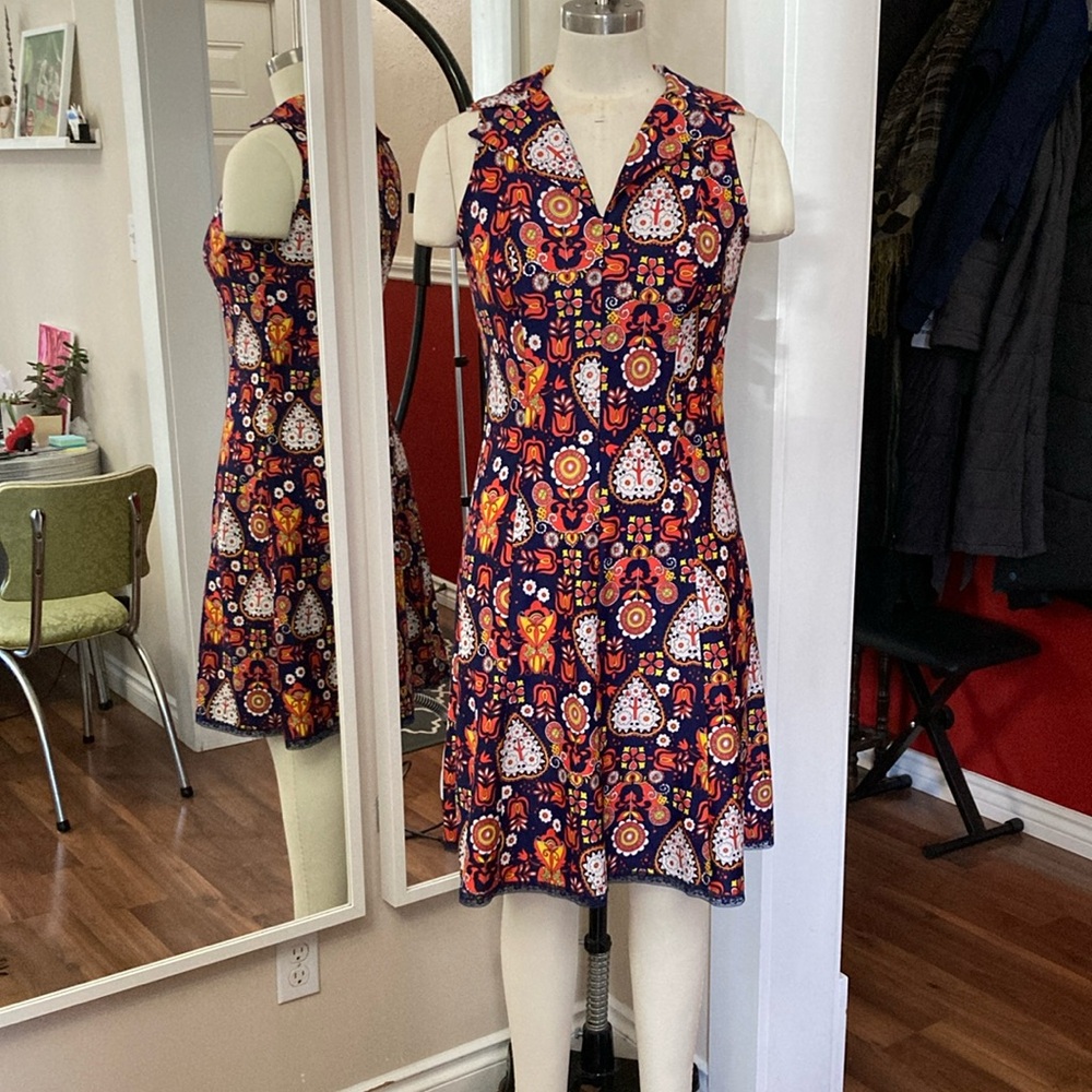70’s Floral Patterned Dress - Multicolor